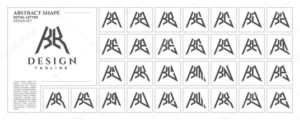 Flat line sharp abstract shape letter K KK logo stamp set