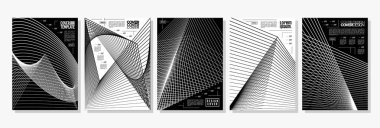 Monokrom dinamik ağ harmanlama çizgi kapağı tasarımı