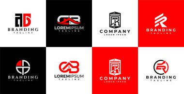 Minimalist soyut harf TD PM CB ER logo seti