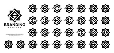 Basit soyut kare A-Z logo paketi