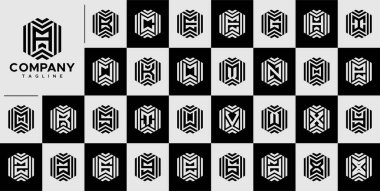 Teknoloji hattı şekil harfi A 'dan Z' ye logo seti.