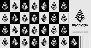 Hat devre uçurtması A-Z harf logosu markalaşma seti.