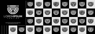 Modern piksel kalkan harfi A-Z ilk logo paketi