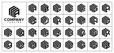 Satır altıgen kutu paketi ilk A-Z harf logosu ayarlandı