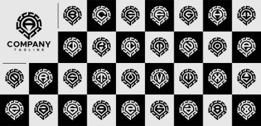 Dinamik çizgi soyut harf A-Z logosu seti