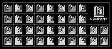 Satır binası kare A-Z logosu seti