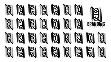 Keskin satır soyut harf A-Z logo paketi