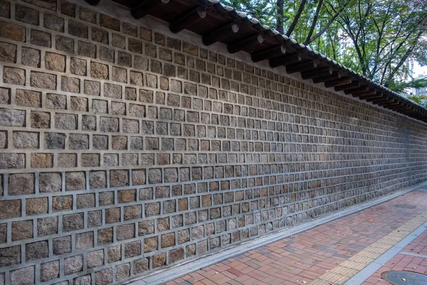 Traditional Korean Stone Wall Boundary Roof —  Fotos de Stock