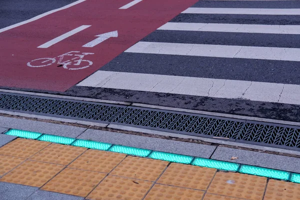 Straßenübergang Seoul Das Grüne Licht Auf Dem Boden Zeigt Dass — Stockfoto