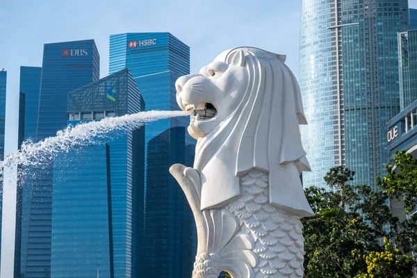 싱가포르 2022 메리언 파크의 메리언 스테어 Merlion Statue 사자의 머리와 — 스톡 사진