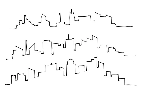 Abstract Drawing Outline City Skyline Vector — Stock Vector
