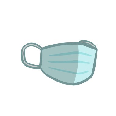 Beyaz arkaplana yüz gribi maskesi simgesi çizildi