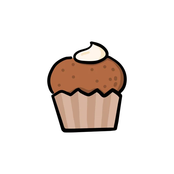Chocolate Cupcake Doodle Drawing Vector — Stock Vector