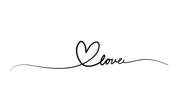 Συνεχής Γραμμή Σχέδιο Της Καρδιάς Λέξη Αγαπη Για Valentine — Διανυσματικό Αρχείο