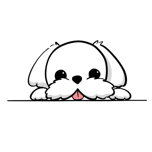 Leuke Maltese Witte Puppy Cartoon Vector Voor Ontwerp Banner Logo — Stockvector