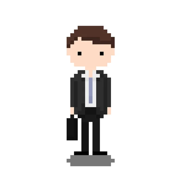 Businessman Business Design Pixel Bit Style — Stock Vector
