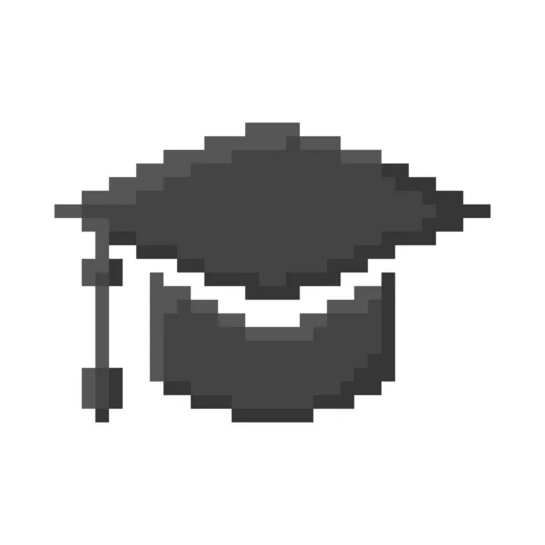 Icono Casquillo Graduación Pixel Estilo Bits — Archivo Imágenes Vectoriales