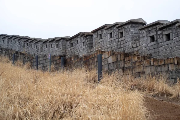 Güney Kore 'nin Dongdaemun bölgesindeki Heunginjimun parkı boyunca uzanan Seul Şehir Duvarı.