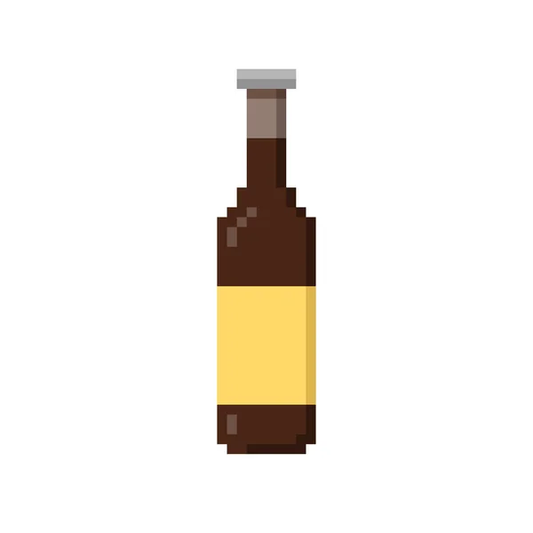 Flache Ikone Der Bierflasche Pixel 8Bit Stil — Stockvektor