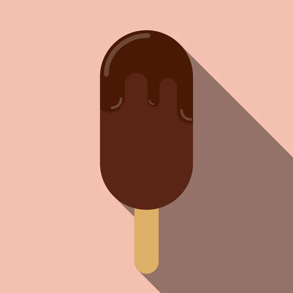 Çikolatalı Dondurma Dondurma Düz Simge Vektörü — Stok Vektör