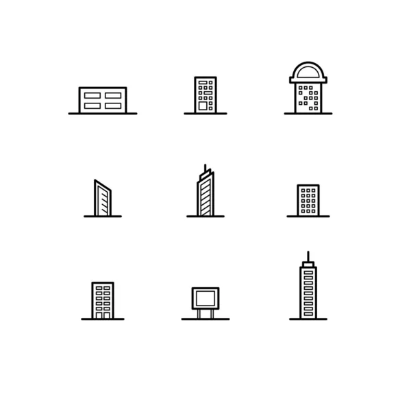 Набір Мінімальної Будівлі Піктограм Інфографічний Дизайн — стоковий вектор