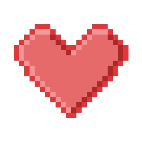 Ikona Czerwonego Serca Walentynki Pixel Bitowy Styl — Wektor stockowy