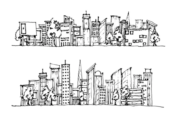 Kreskówkowy Rysunek Miasta Wektor Białym Tle — Wektor stockowy