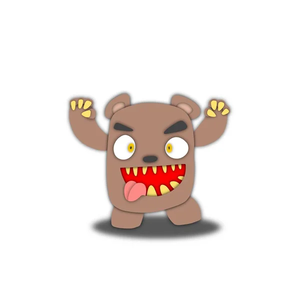 Urso Monstro Desenhos Animados Ilustração Estilo Arte Papel — Fotografia de Stock