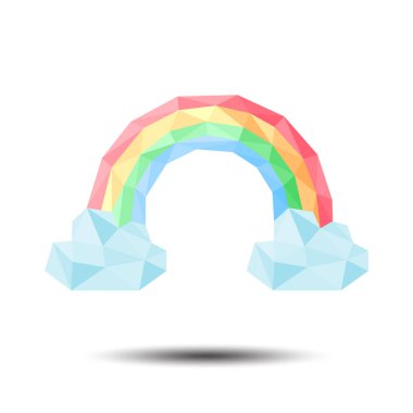 Beyaz arkaplanda Gökkuşağı Simgesi olan Çokgen Bulutu