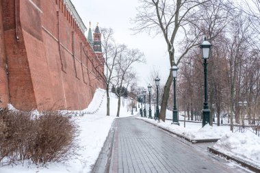 Alexandrovsky Bahçesi, Moskova Kremlin, Rusya. Kışın.