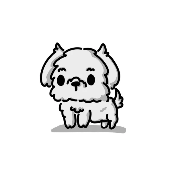 Cute Maltese White Puppy Cartoon Vector Για Σχεδιασμό Banner Λογότυπο — Διανυσματικό Αρχείο