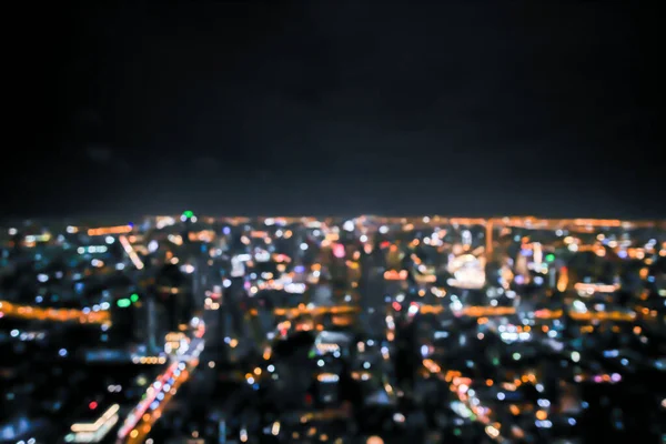 Bangkok Şehir Manzarasının Bulanık Görüntüsü Tayland Bölgesinde Gece Manzarası — Stok fotoğraf
