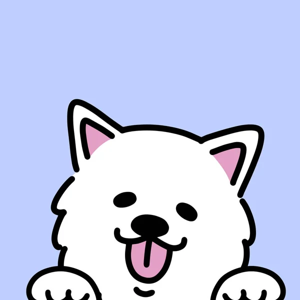 可爱的萨摩亚白狗小狗 手绘卡通矢量 — 图库矢量图片