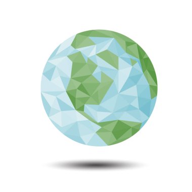 Beyaz arkaplanda Çokgen Dünya Simgesi