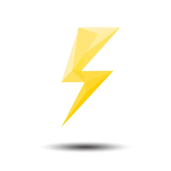 Polygon Lightning Bolt Icon White Background — Stock Vector