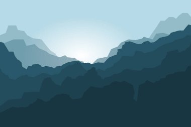 Dağ manzarası arka plan için birden fazla katman.