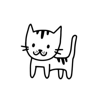 Kedi. Elle çizilmiş karalama vektörü