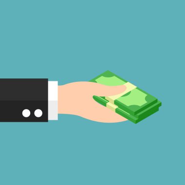 Hand giving money note bank, icon for business design