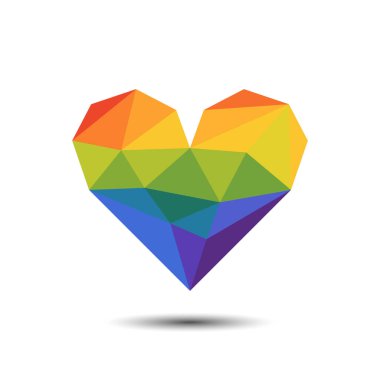 LGBT Gurur Ayı konsepti için Çokgen Gökkuşağı renkli Kalp Simgesi