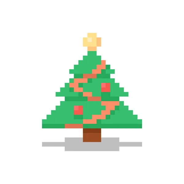 Kerstboom Icoon Bit Stijl — Stockvector
