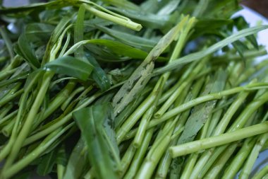 Dilimlenmiş sabah zaferine yakın çekim, yemek pişirmeye hazır.