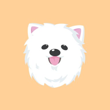 Şirin Samoyed beyaz köpek yavrusu. Çizgi film Vektörü