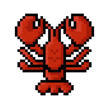 Istakozun 8 bit piksel sanatı. Logo, marka tasarımı ve dekorasyon için