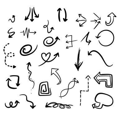 Ok kümesi, beyaz arkaplana karalama çizimi