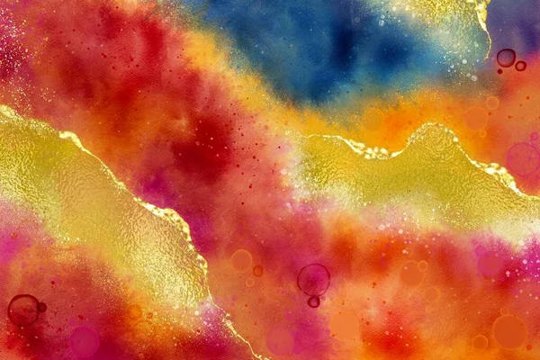 Abstract fluid art with alcohol ink technique painting, and decorated with gold foil glitter splash luxurious. Suitable for backgrounds, banners, invitation cards, or cosmetic products.