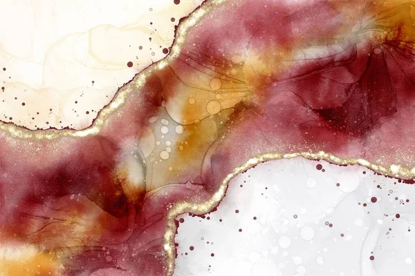 Abstract fluid art with alcohol ink technique painting, and decorated with gold foil glitter splash luxurious. Suitable for backgrounds, banners, invitation cards, or cosmetic products.