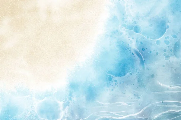 Fluid Abstract Art Designed Beach Landscape Alcohol Ink Watercolor Painting — Foto de Stock