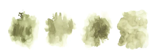 Набор Зеленых Акварелей Текстуры Пятна Акварель Ручной Работы Дизайн Подходит — стоковый вектор