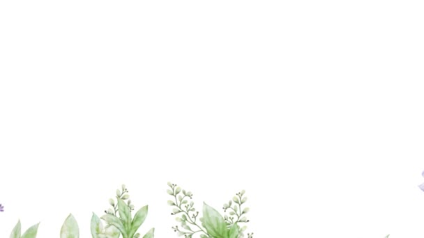 水彩牡丹花和叶子移动最小的装饰背景 — 图库视频影像