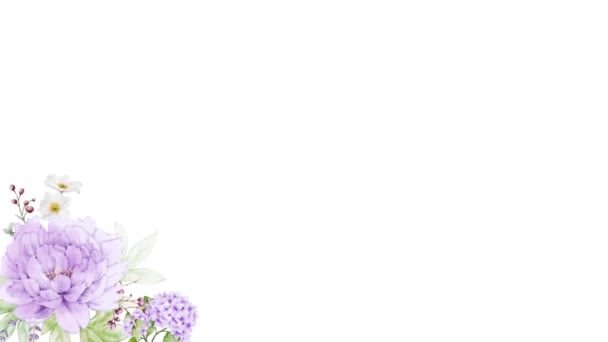 Aquarel Pioenroos Bloemen Bladeren Verplaatsen Minimale Decoratie Achtergrond — Stockvideo